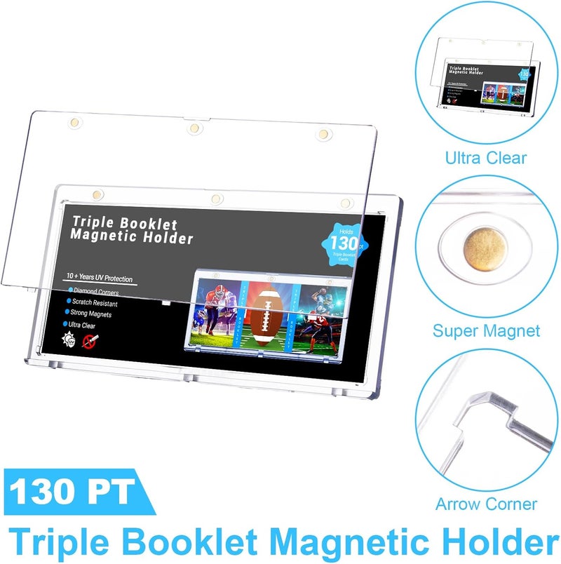 RIXUGIT 2-Pack Triple Booklet Magnetic Card-Holder - 201mm Booklet Card Holder, Inner Dimension: 8.07"x3.58"x0.15", Triple Magnet High Definition, UV Protection, Triple Booklet Card, Collection Display Frame - Image 3